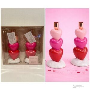 Rachel Zoe NWT Set of 2 8 in Stacked Hearts Candle Holders